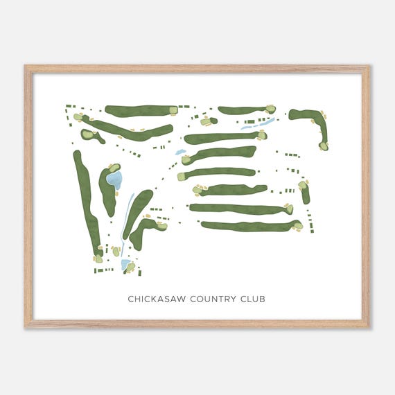 Chickasaw Country Club In Memphis Tennessee Modern Watercolor Map Golfer Gift Golf Wall Art Golf Poster Print Course Layout