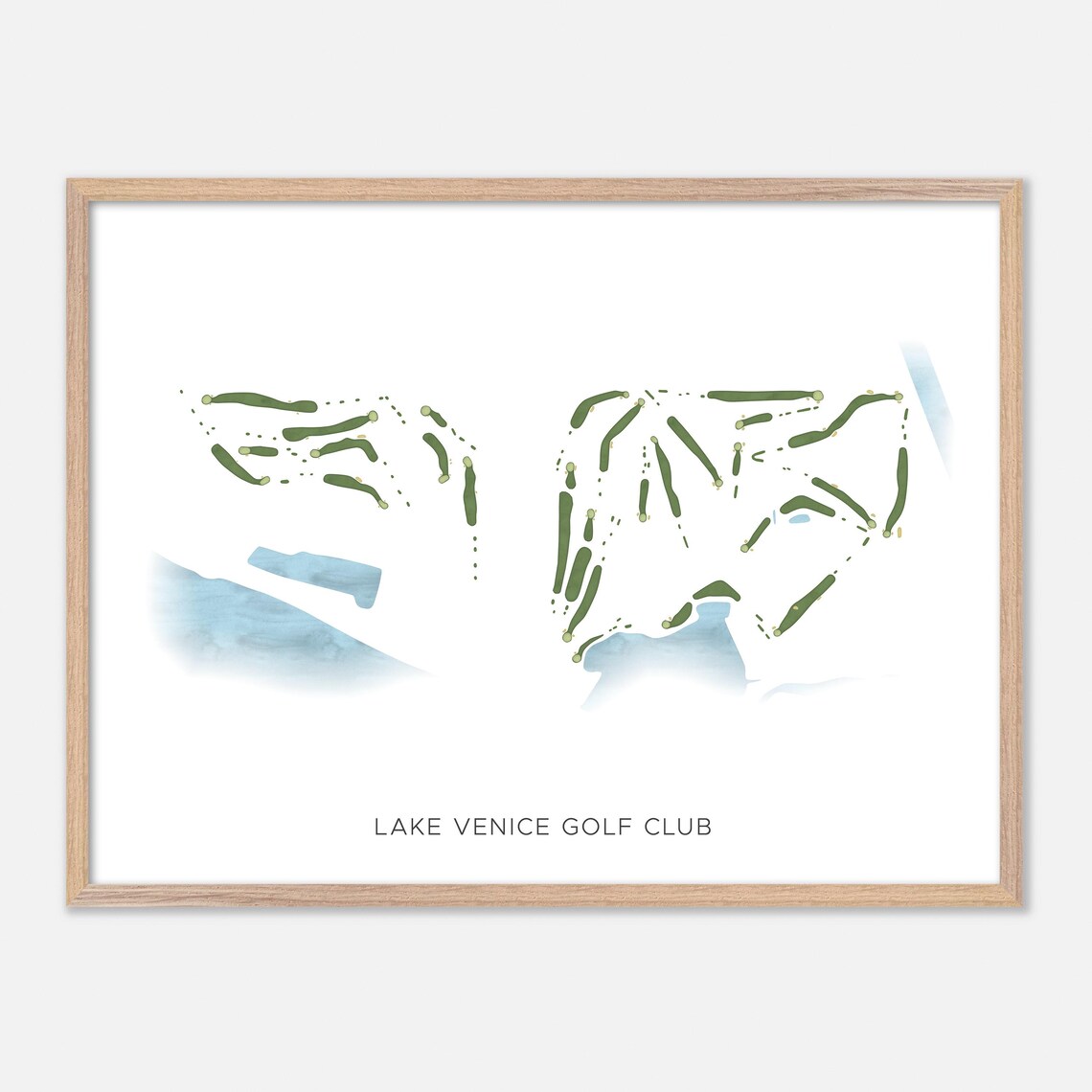 Lake Venice Golf Club Venice Florida Modern Watercolor Golf Map Poster