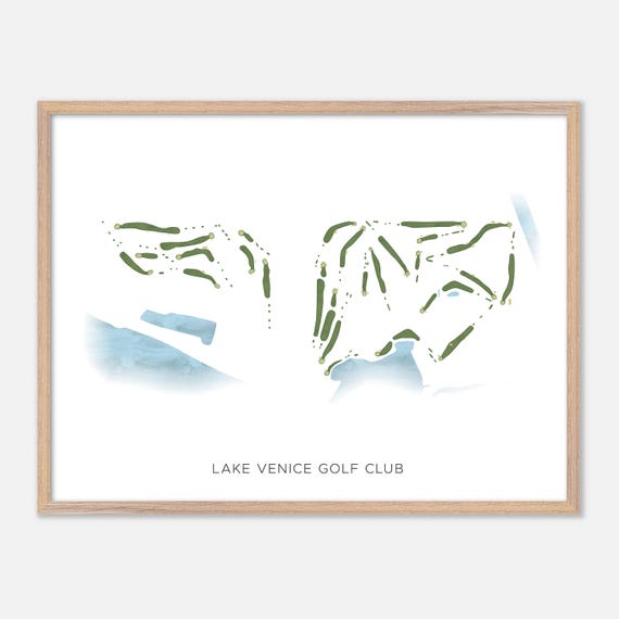 Lake Venice Golf Club In Venice Florida Modern Watercolor Map Golfer Gift Golf Wall Art Golf Poster Print Course Layout