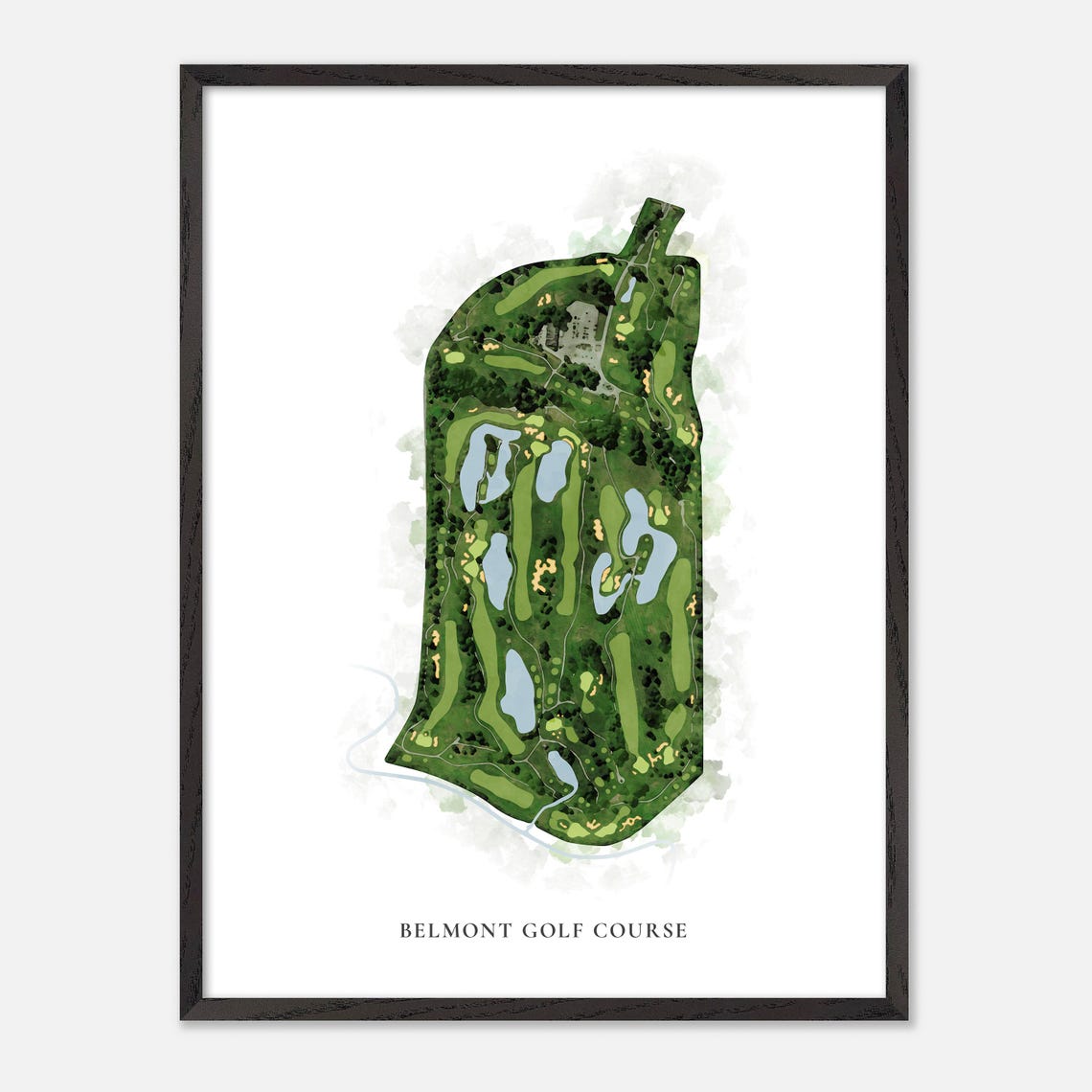 Belmont Golf Course Classic Aerial Watercolor Golf Map Poster - Image 2