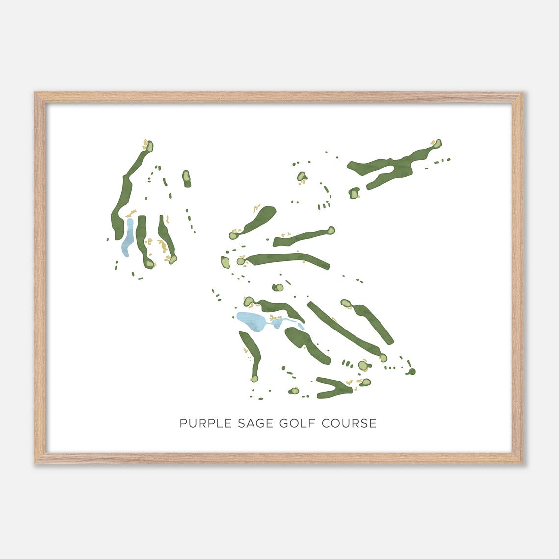Purple Sage Golf Course Modern Watercolor Course Map Art Poster