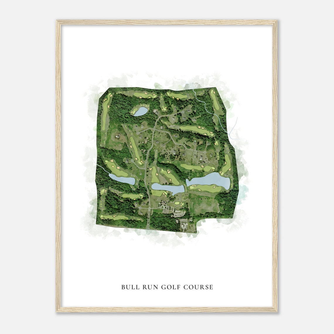 Bull Run Golf Course Classic Watercolor Golf Course Map Poster