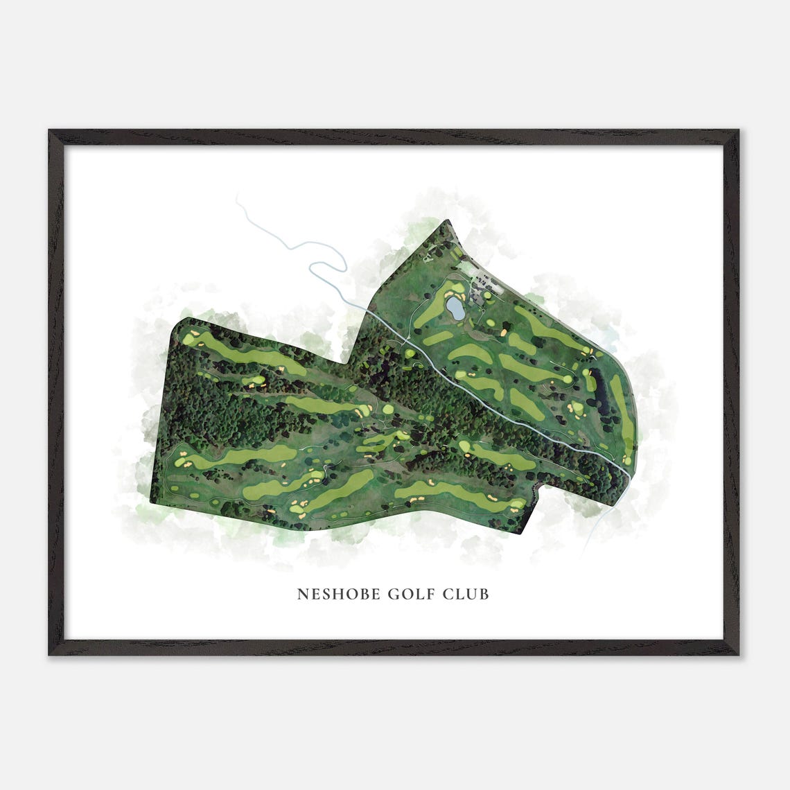 Neshobe Golf Club Vermont Classic Watercolor Course Map Poster - Image 4