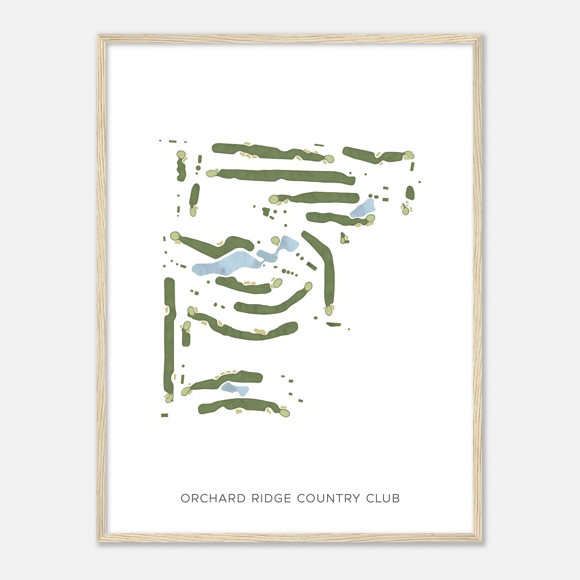 Orchard Ridge Country Club Modern Minimalist Watercolor Map Poster