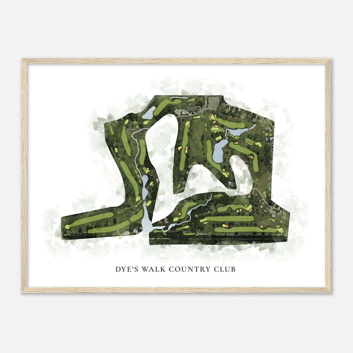 Dye's Walk Country Club Classic Aerial Watercolor Map Poster