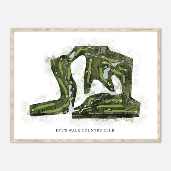 Dyes Walk Country Club Indiana Classic Watercolor Map Golfer Gift Golf Wall Art Golf Poster Print Course Layout