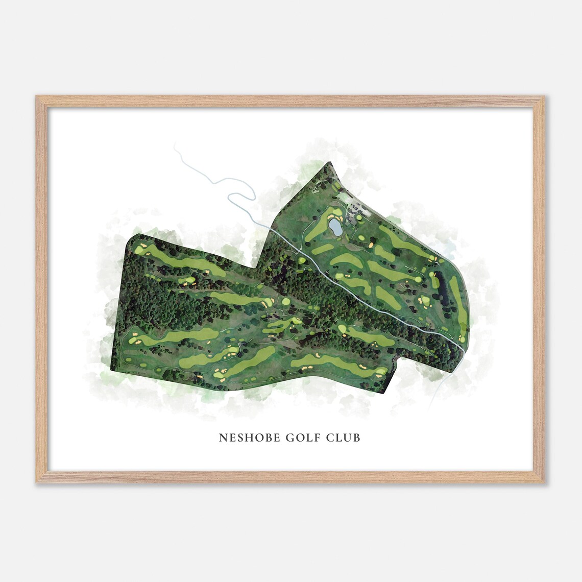 Neshobe Golf Club Vermont Classic Watercolor Course Map Poster
