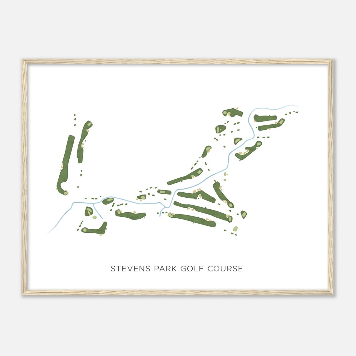 Stevens Park Golf Course Texas Modern Watercolor Golf Map Poster - Image 2