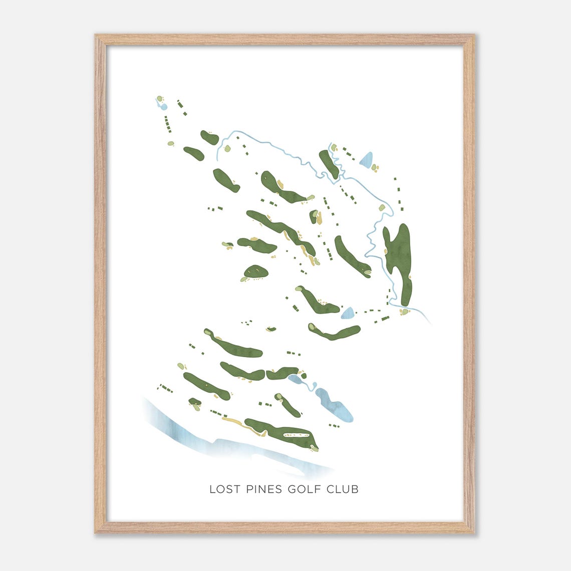 Lost Pines Golf Club In Lost Pines Texas Modern Watercolor Map Golfer Gift Golf Wall Art Golf Poster Print Course Layout - Image 2