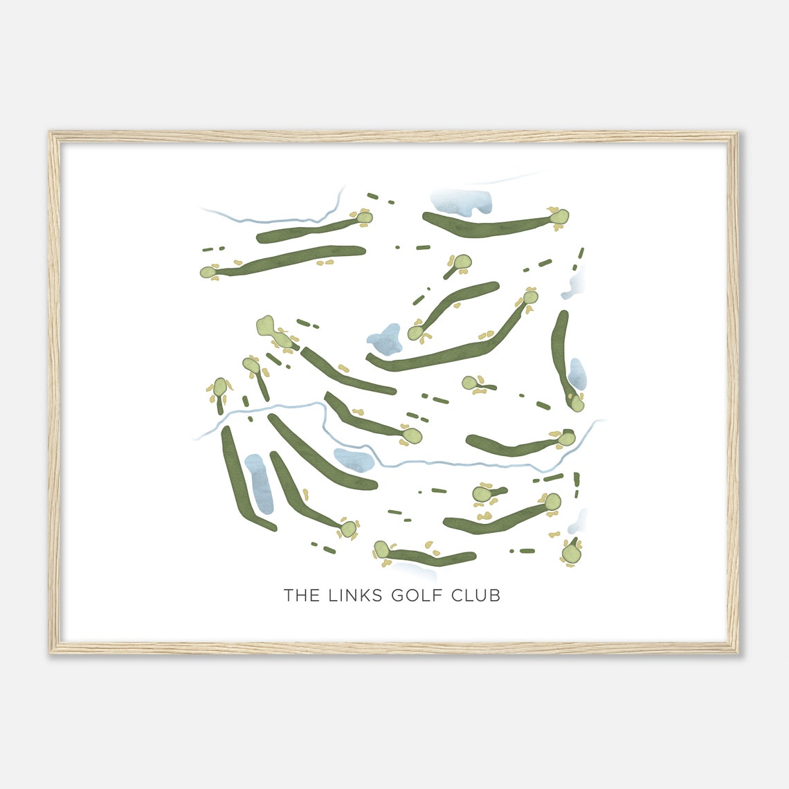 The Links Golf Club Modern Minimalist Watercolor Golf Map Poster - Image 2
