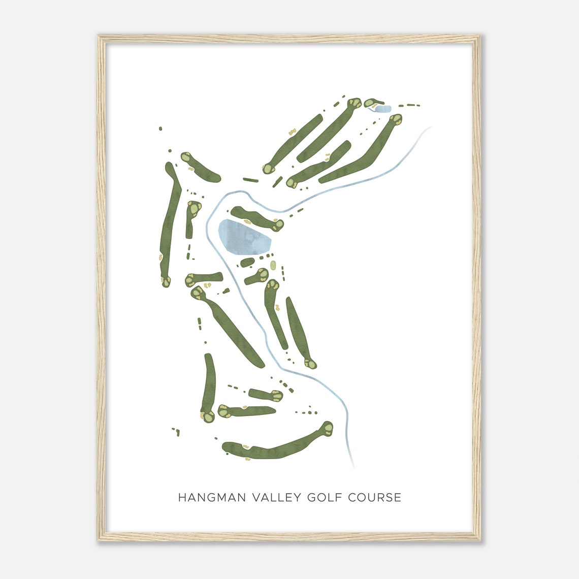 Hangman Valley Golf Course Modern Watercolor Golf Course Map Poster