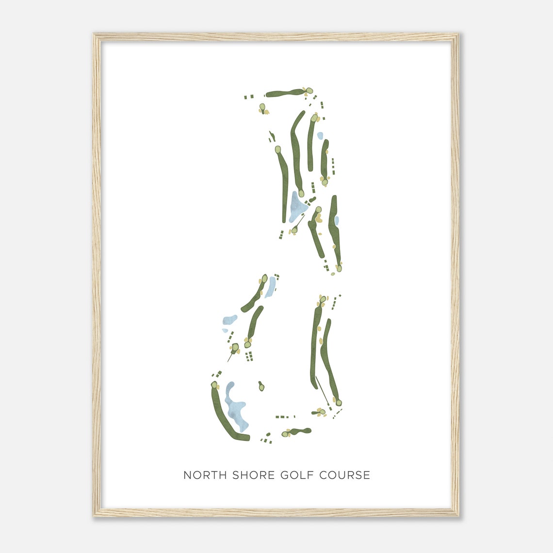North Shore Golf Course Minimalist Line Map Golfer Gift Print