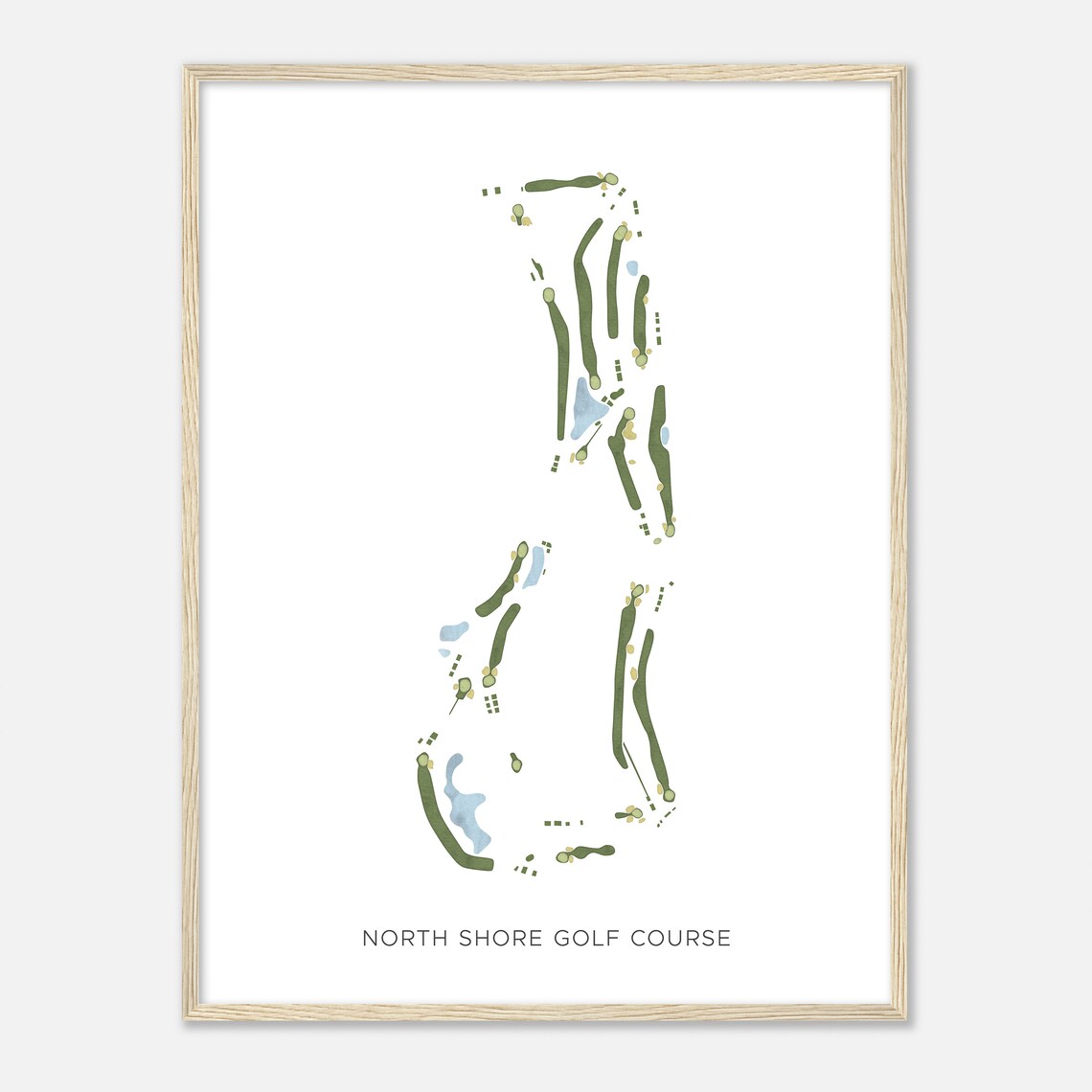 North Shore Golf Course Washington Modern Watercolor Map Golfer Gift Golf Wall Art Golf Poster Print Course Layout