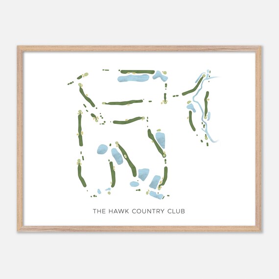 The Hawk Country Club Modern Minimalist Golf Course Map Poster
