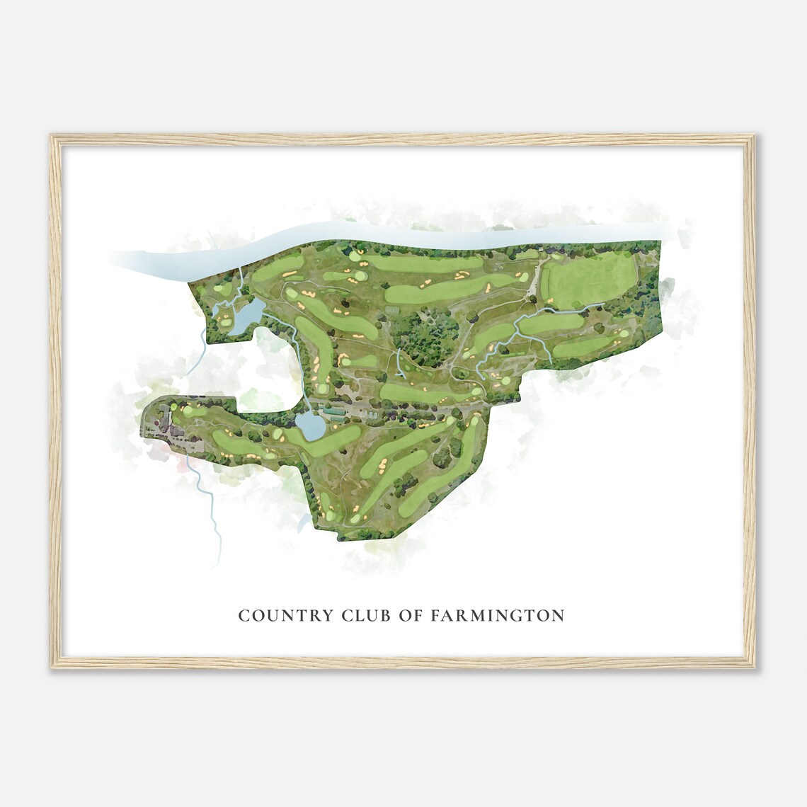 Country Club of Farmington Classic Watercolor Aerial Map Poster - Image 2