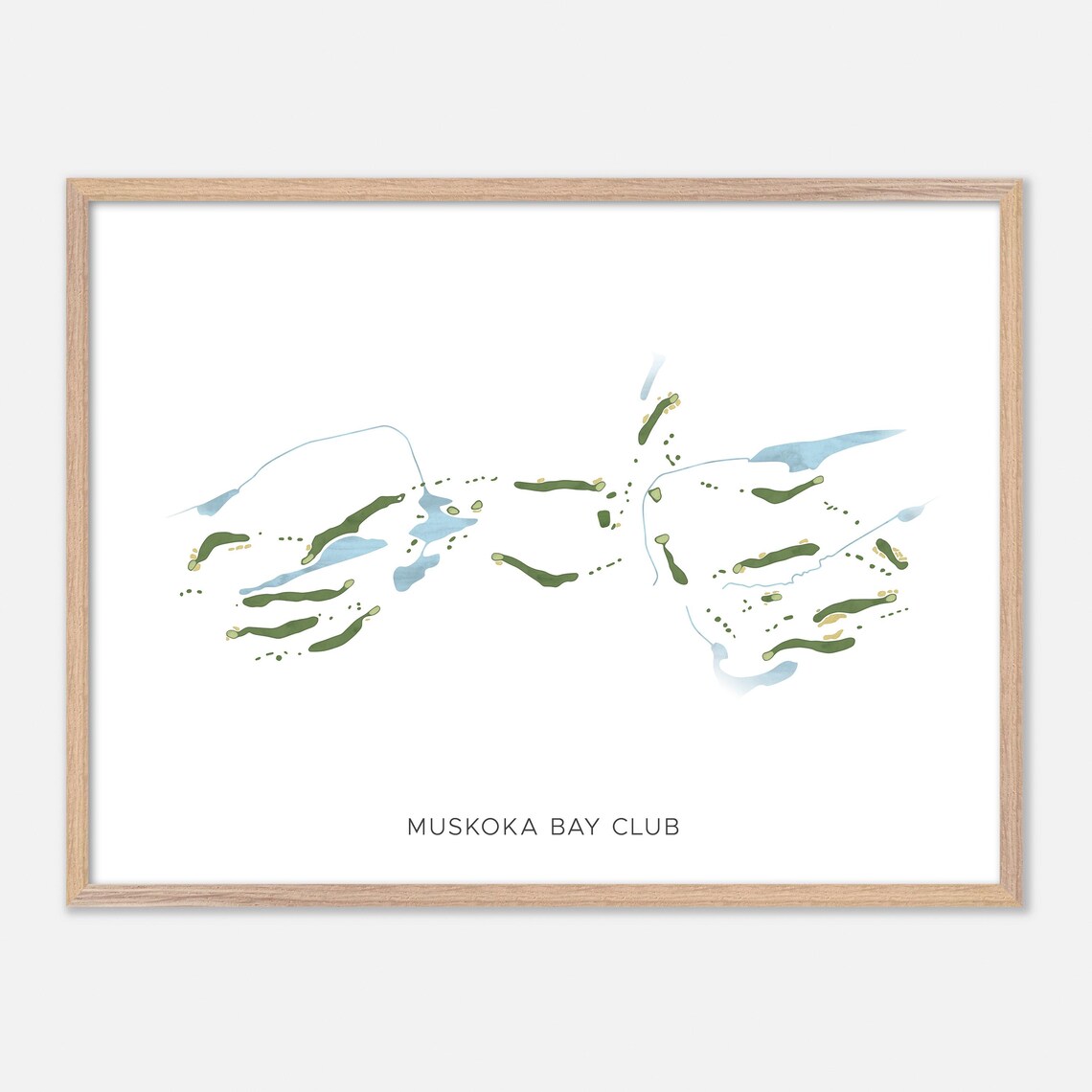 Muskoka Bay Club Modern Minimalist Watercolor Golf Map Poster