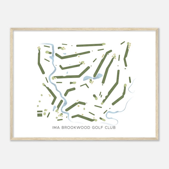Ima Brookwood Golf Club Michigan Modern Watercolor Map Golfer Gift Golf Wall Art Golf Poster Print Course Layout