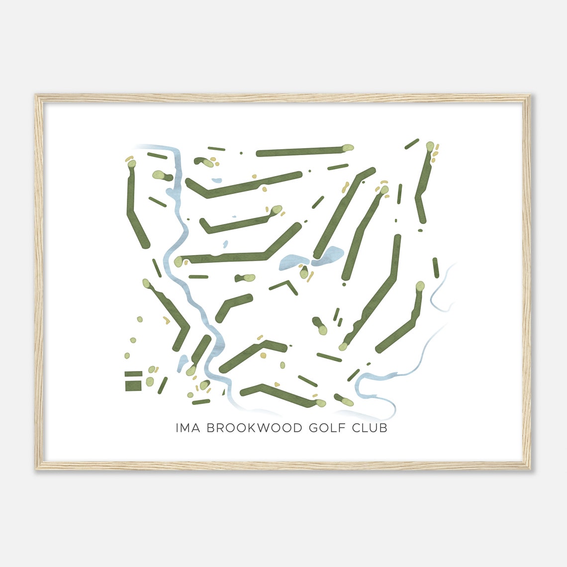 Ima Brookwood Golf Club Modern Minimalist Golf Course Map Poster