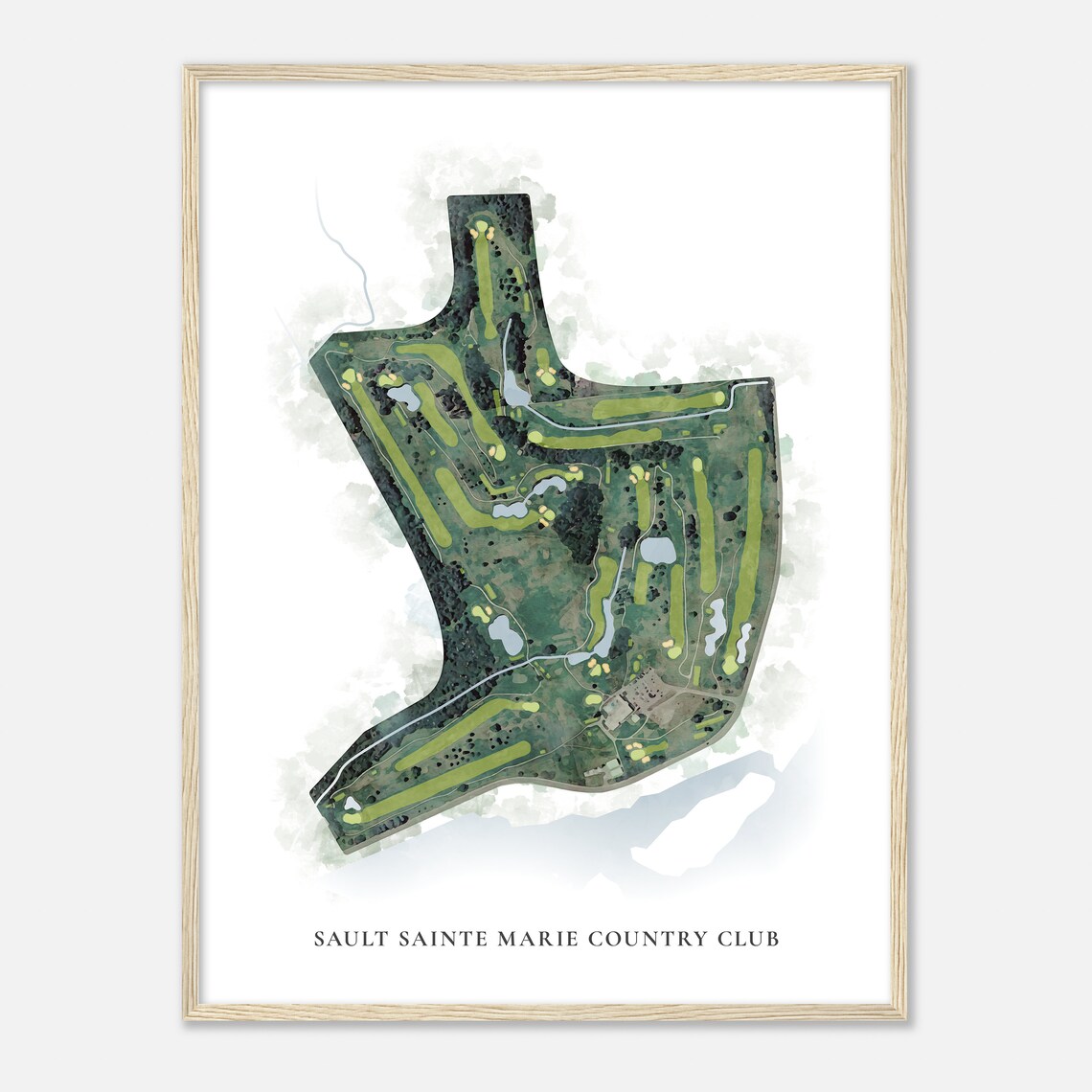 Sault Sainte Marie Country Club Classic Watercolor Map Wall Art - Image 2