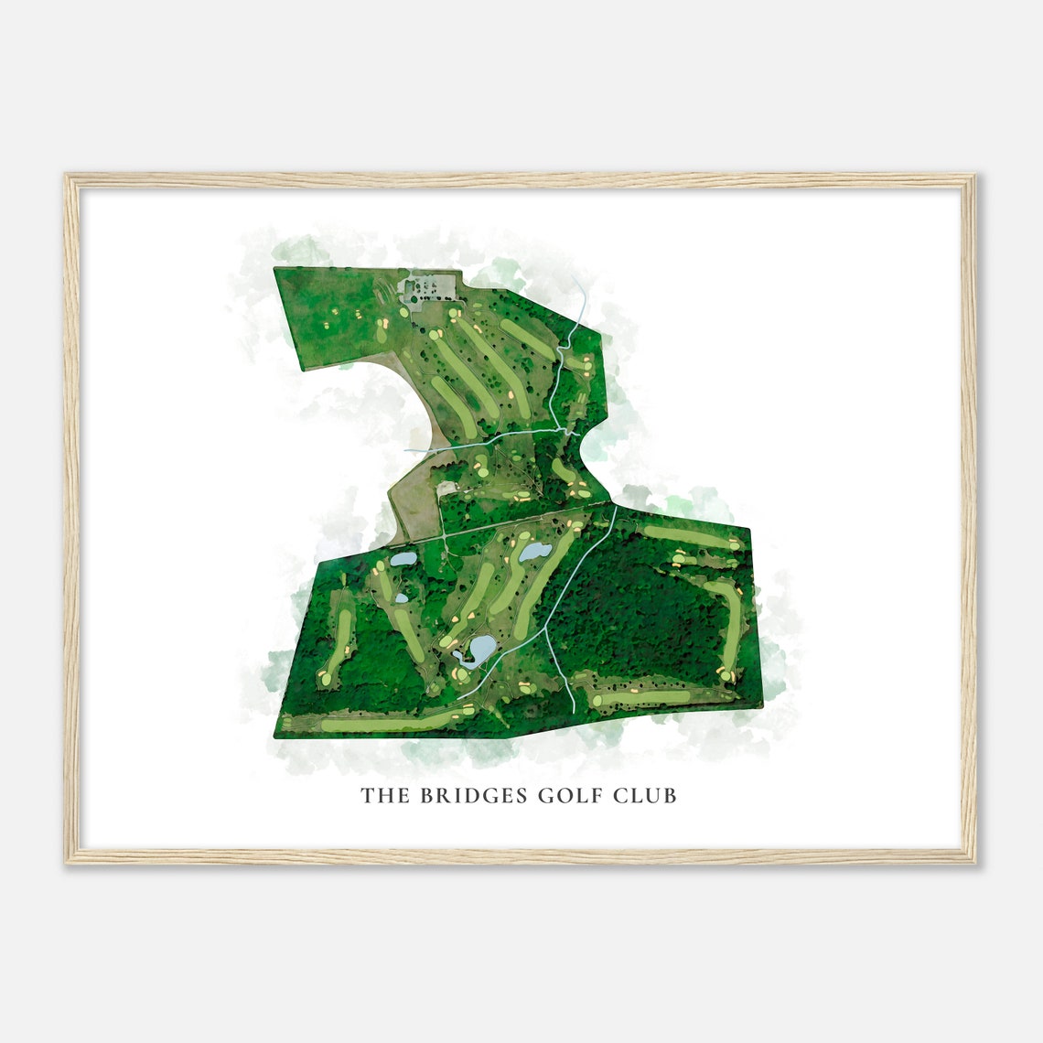 The Bridges Golf Club Classic Watercolor Golf Course Map Poster - Image 2