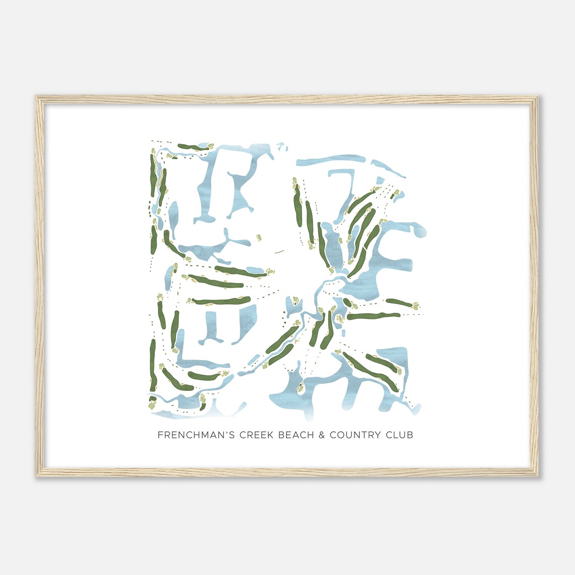 Frenchmans Creek Beach and Country Club Watercolor Map Poster - Image 2