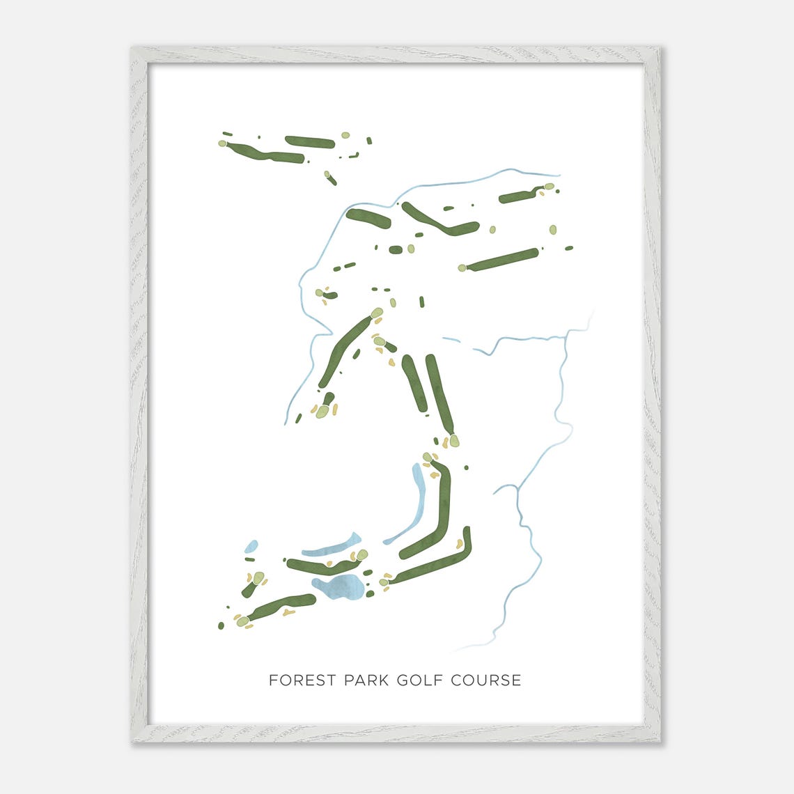 Forest Park Golf Course Indiana Modern Watercolor Map Poster - Image 2