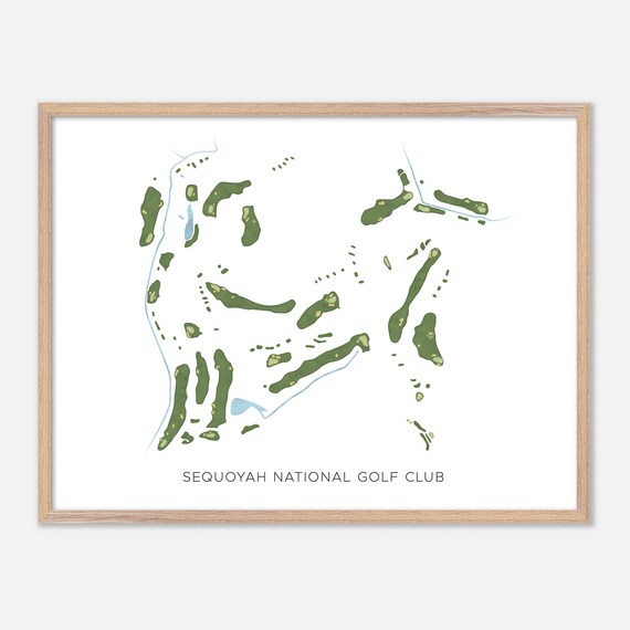 Sequoyah National Golf Club Modern Minimalist Golf Course Map Poster