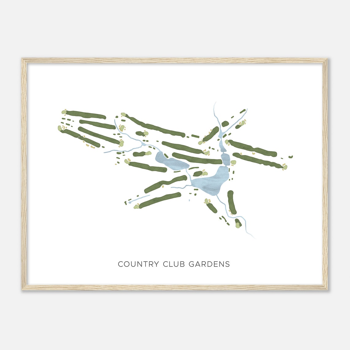 Scenic Country Club Gardens Golf Modern Minimalist Course Map Poster