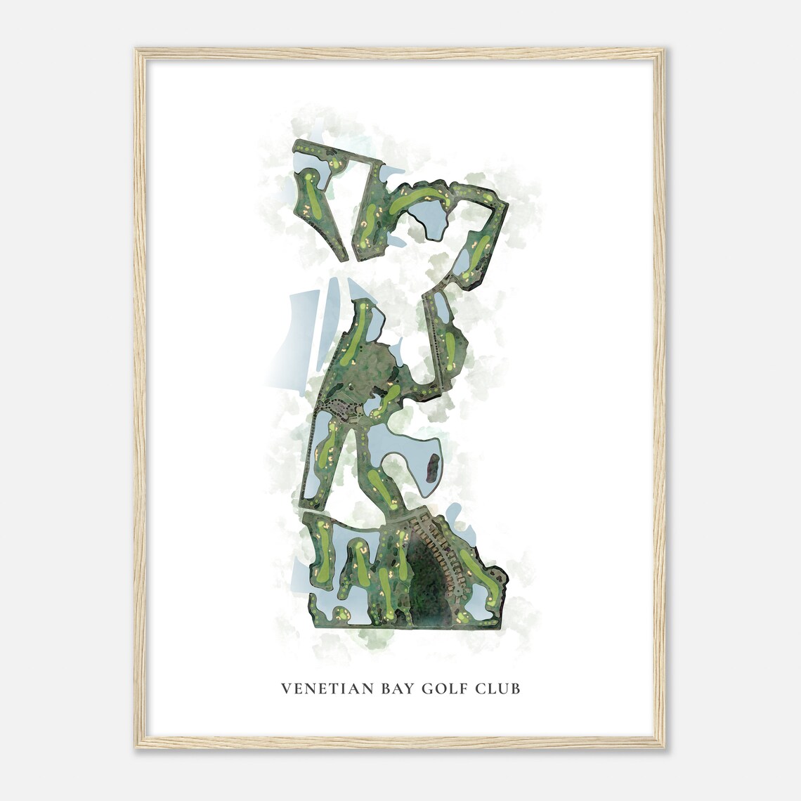 Venetian Bay Golf Club Elegant Watercolor Aerial Course Map Art Poster - Image 2
