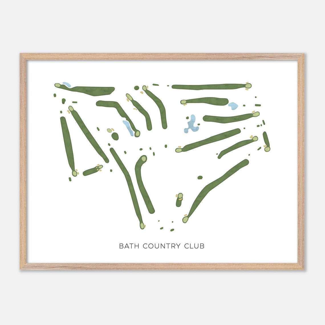 Bath Country Club New York Modern Watercolor Course Map Poster