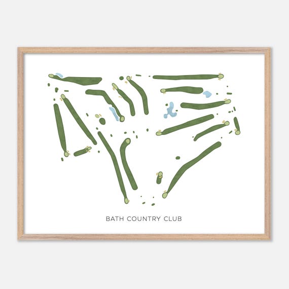 Bath Country Club In Bath New York Modern Watercolor Map Golfer Gift Golf Wall Art Golf Poster Print Course Layout