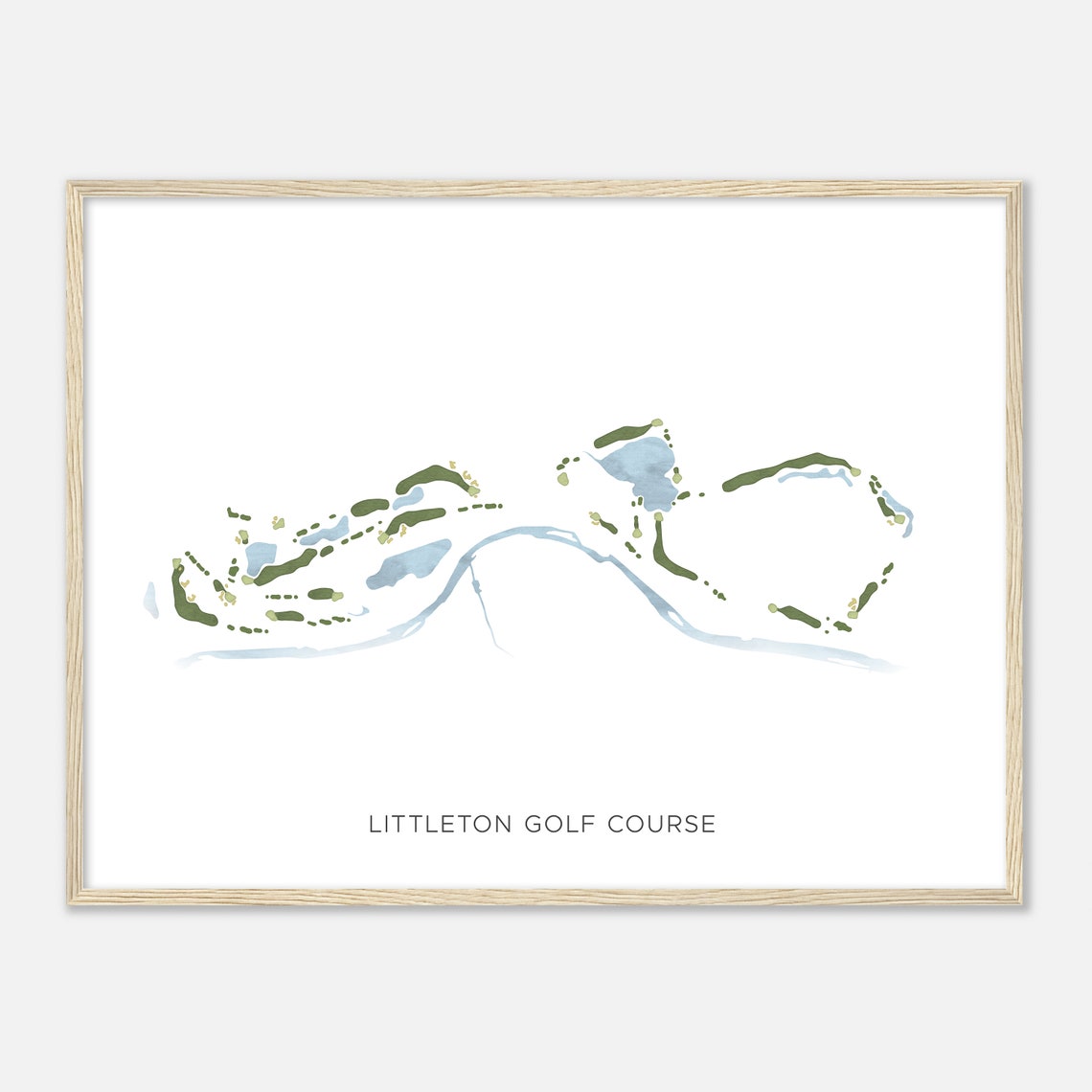 Littleton Golf Course Modern Watercolor Course Map Wall Art Gift