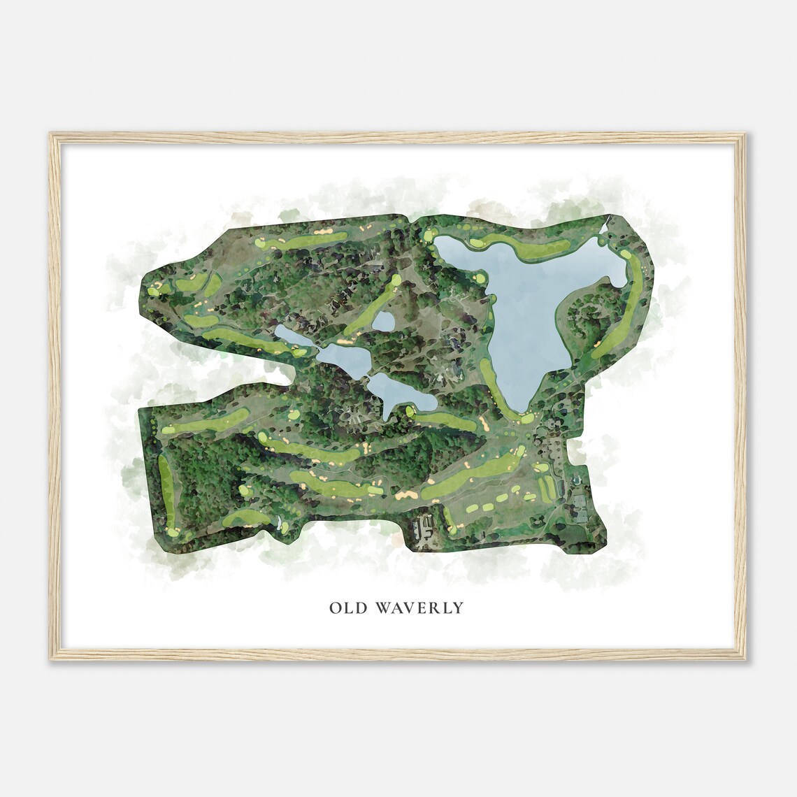 Old Waverly Mississippi Classic Watercolor Map Art Print