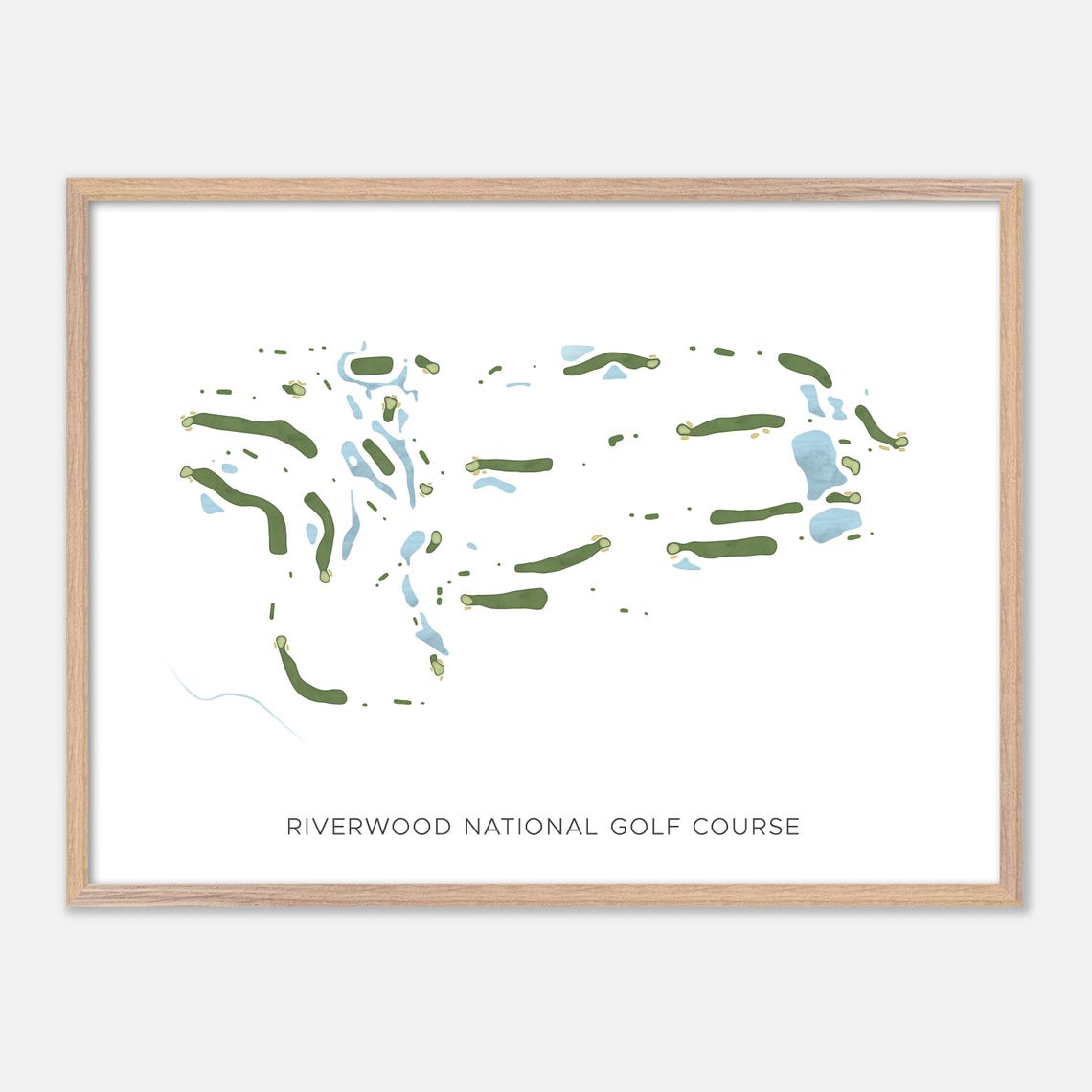 Riverwood National Golf Course Minnesota Modern Watercolor Map Poster