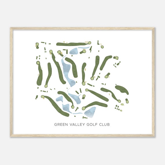 Green Valley Golf Club Iowa Modern Watercolor Map Golfer Gift Golf Wall Art Golf Poster Print Course Layout