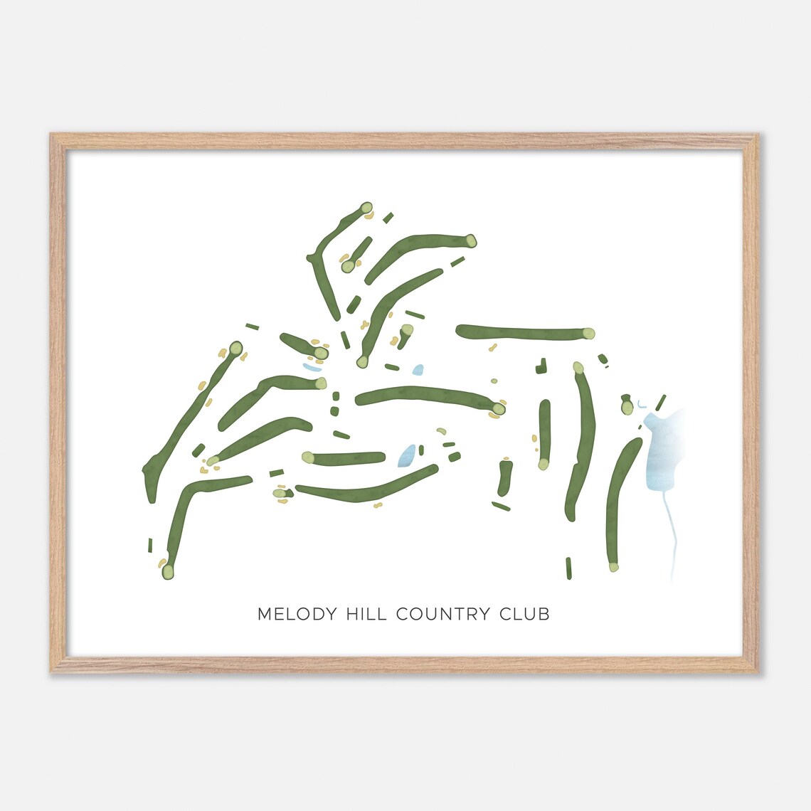 Melody Hill Country Club Minimalist Watercolor Fairway Map Poster
