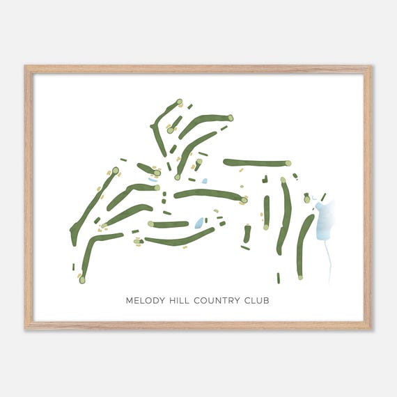 Melody Hill Country Club In Harmony Rhode Island Modern Watercolor Map Golfer Gift Golf Wall Art Golf Poster Print Course Layout