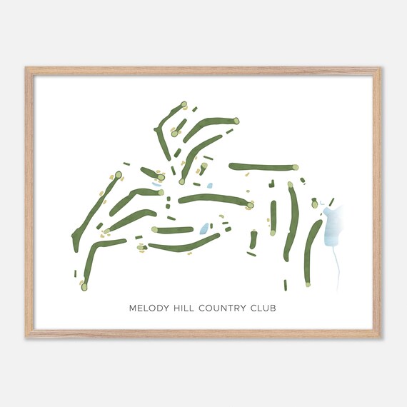 Melody Hill Country Club Minimalist Watercolor Fairway Map Poster