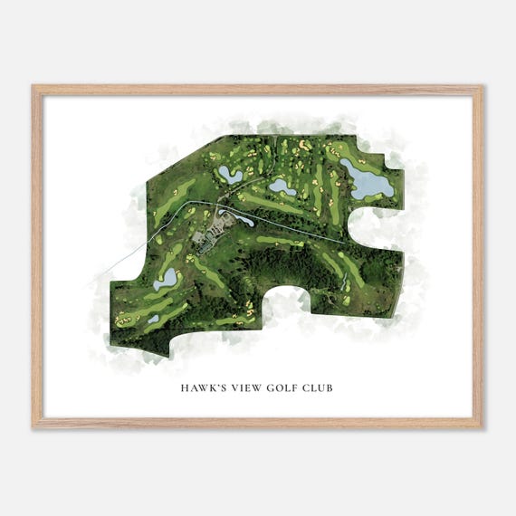 Hawks View Golf Club In Lake Geneva Wisconsin Classic Watercolor Map Golfer Gift Golf Wall Art Golf Poster Print Course Layout