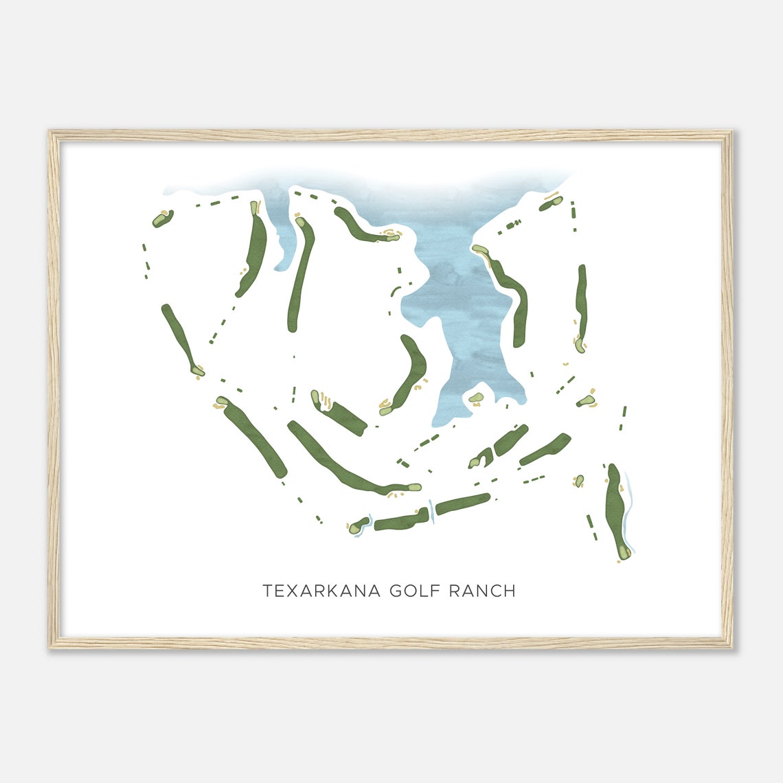 Texarkana Golf Ranch Texas Modern Watercolor Map Golf Poster - Image 2