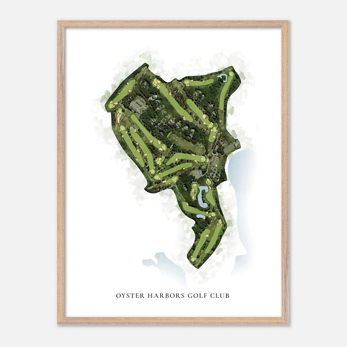 Oyster Harbors Golf Club Aerial Watercolor Golf Course Map Poster - Image 2