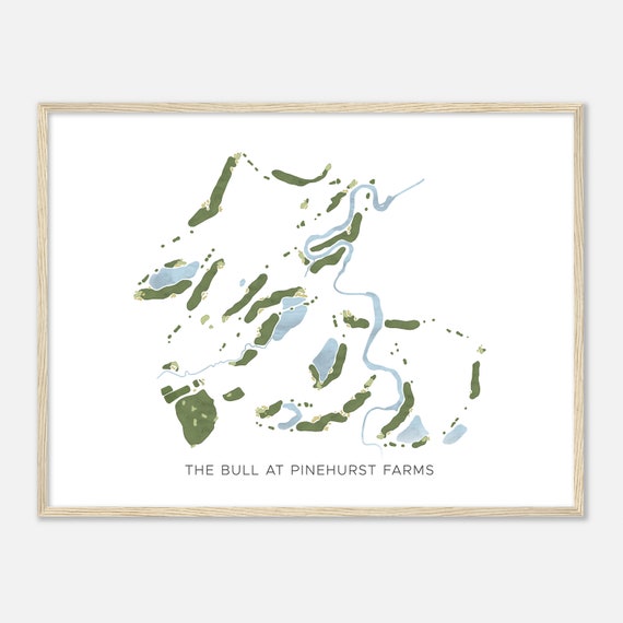 The Bull At Pinehurst Farms Wisconsin Modern Watercolor Map Golfer Gift Golf Wall Art Golf Poster Print Course Layout