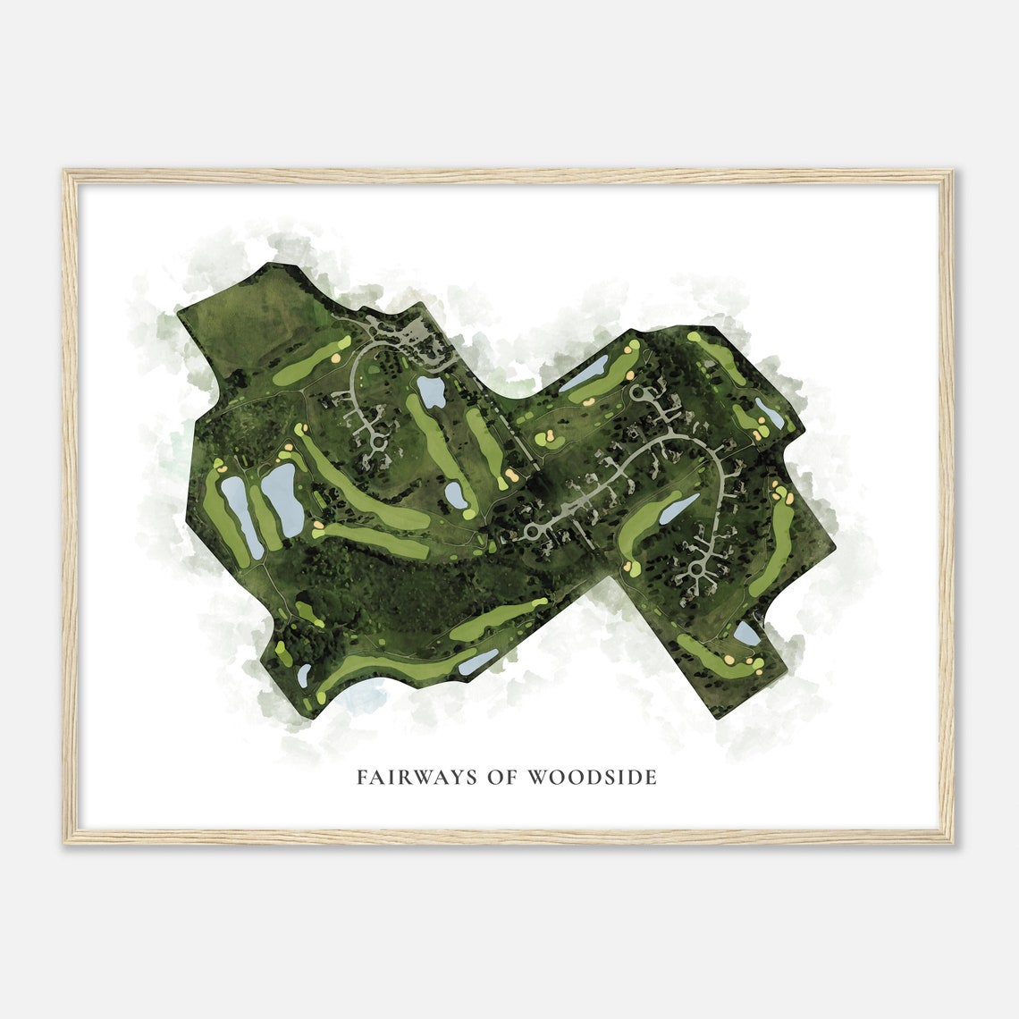 Fairways Of Woodside Wisconsin Watercolor Golf Course Map Poster - Image 2