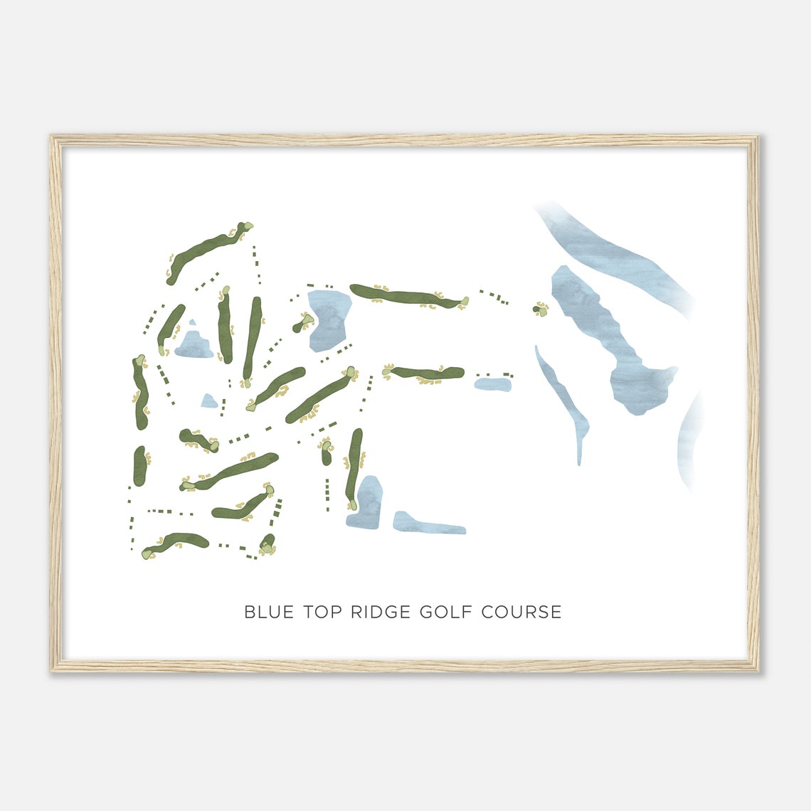 Blue Top Ridge Golf Course Modern Minimalist Watercolor Map Poster - Image 2