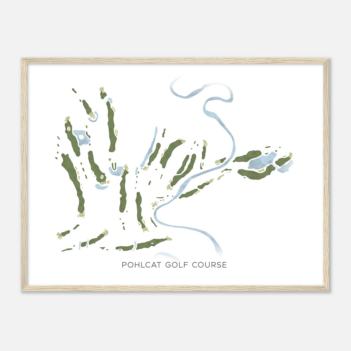 Pohlcat Golf Course Michigan Modern Watercolor Map Golfer Gift Golf Wall Art Golf Poster Print Course Layout