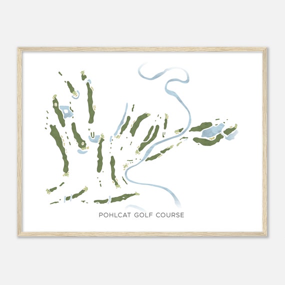 Pohlcat Golf Course Michigan Modern Watercolor Map Golfer Gift Golf Wall Art Golf Poster Print Course Layout