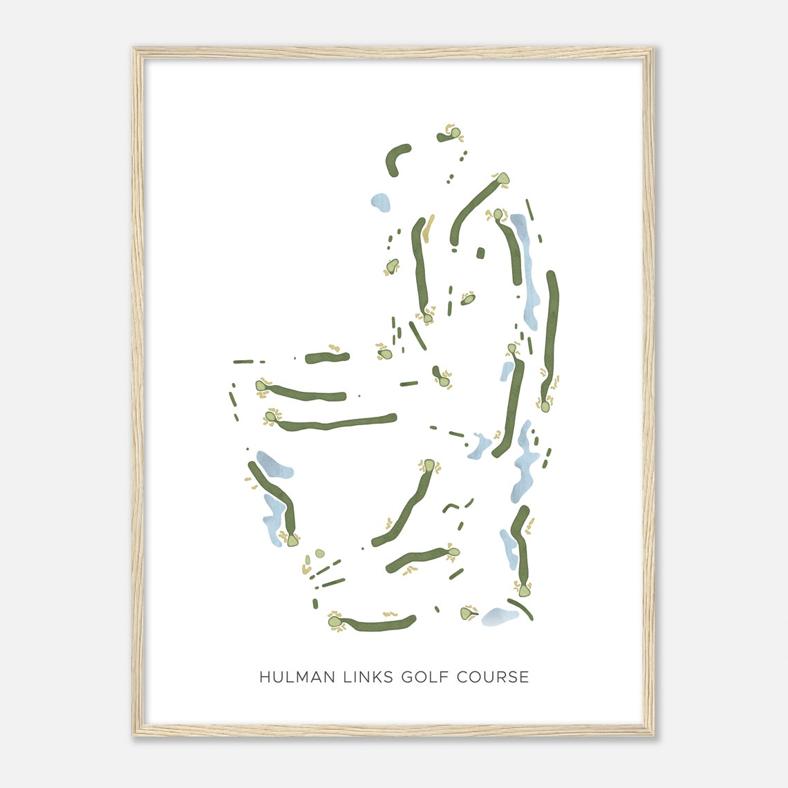 Hulman Links Golf Course Modern Minimalist Golf Course Map Poster