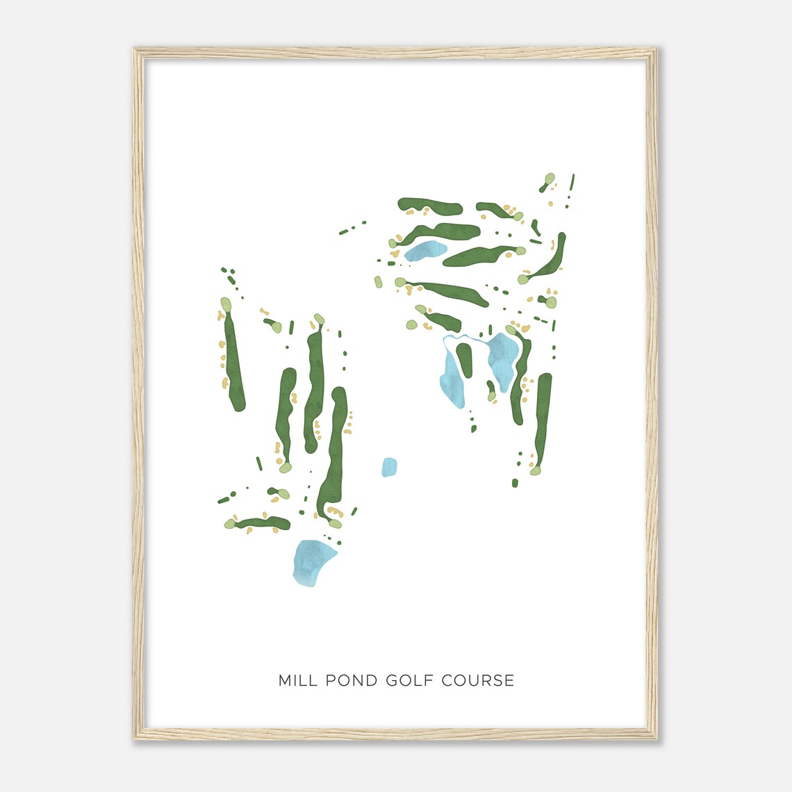 Mill Pond Golf Course New York Modern Watercolor Map Golfer Gift Golf Wall Art Golf Poster Print Course Layout