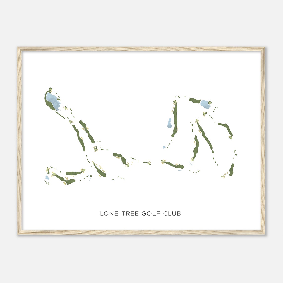 Lone Tree Golf Club Watercolor Course Map Minimalist Golf Art Poster