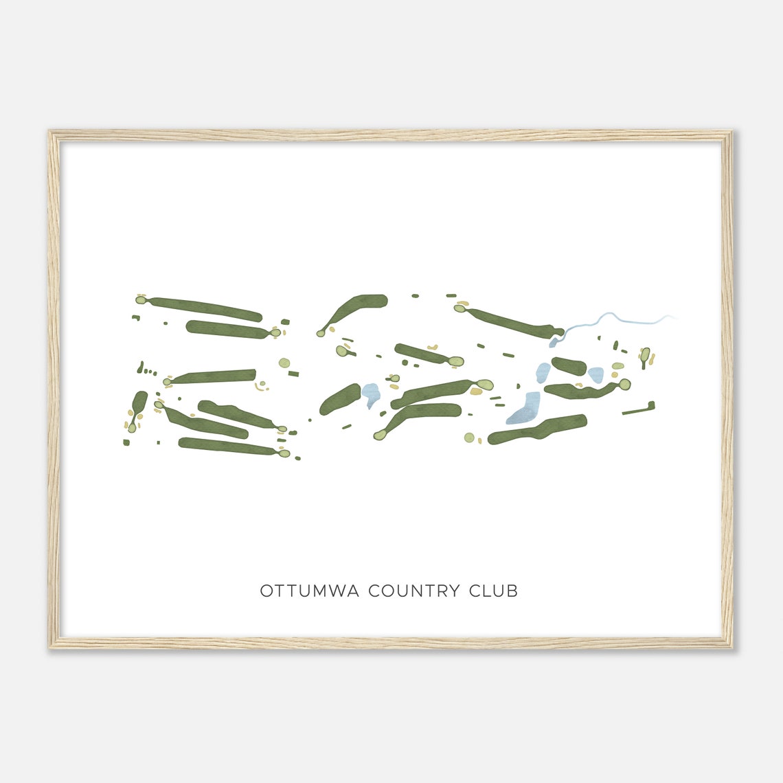 Ottumwa Country Club Minimalist Modern Watercolor Golf Map Poster